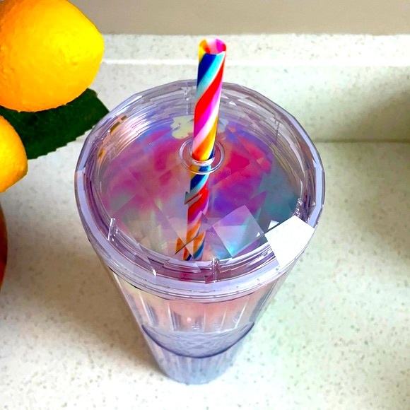 🌈STARBUCKS RAINBOW KALEIDOSCOPE STRAW TUMBLER CUP - Picture 3 of 11